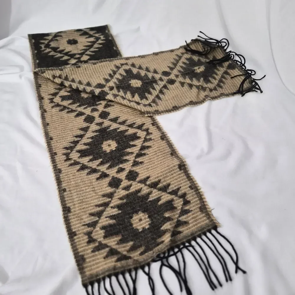 Cejon Made in Italy‎ Aztec Southwestern Fringe Scarf Whimsigoth Goblincore